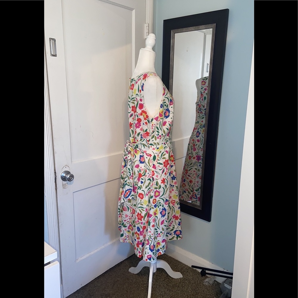 Boden Floral Midi Dress in White with Multicolor Print - Picture 2 of 8